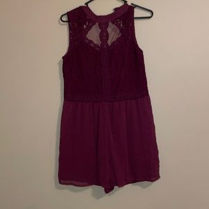 Burgundy dressy romper. Size small